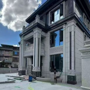 昆明 别墅干挂，芝麻白与芝麻黑完美配合