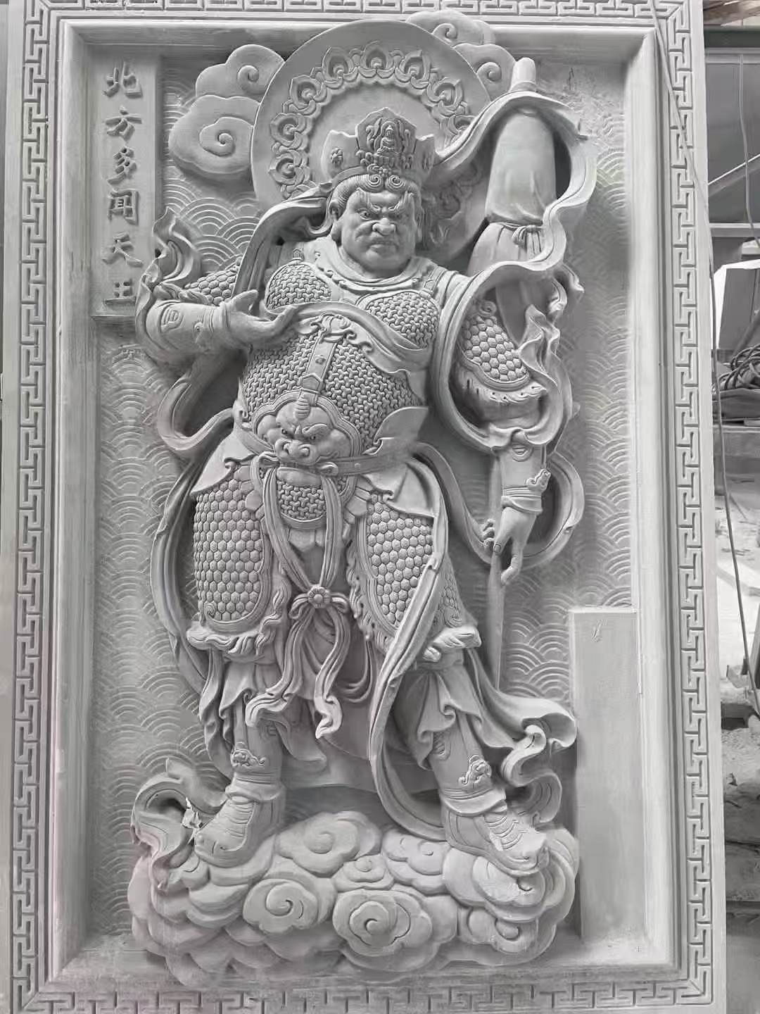 昆明 芝麻灰花岗岩人物雕刻——多闻天王